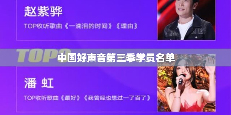 中国好声音第三季学员名单